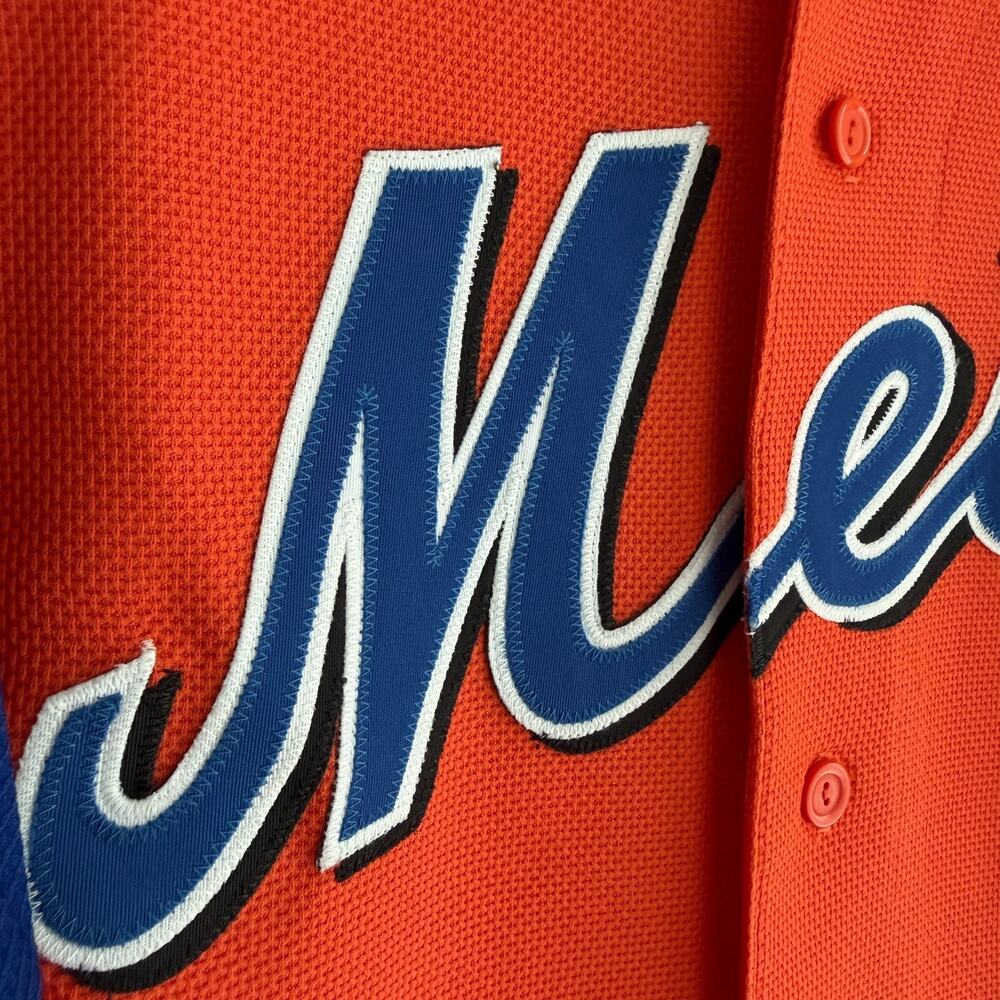 Vintage New York Mets Jersey Mens Medium Orange Majestic Made In USA Shirt - Picture 7 of 13